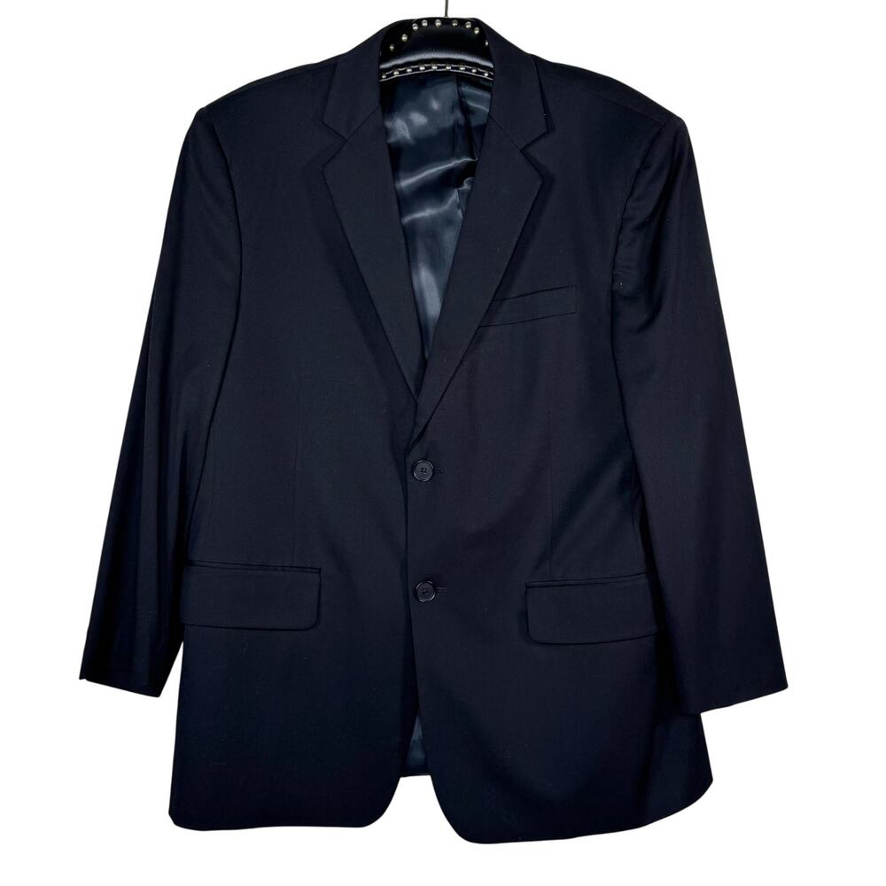Calvin Klein Men's Black Two Button Single Breasted Blazer Suit Jacket XL Reg
